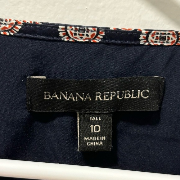 Banana Republic 100% Silk Foulard Long Sleeve Shift Mini Dress Blue Red Ruffle - Picture 9 of 15